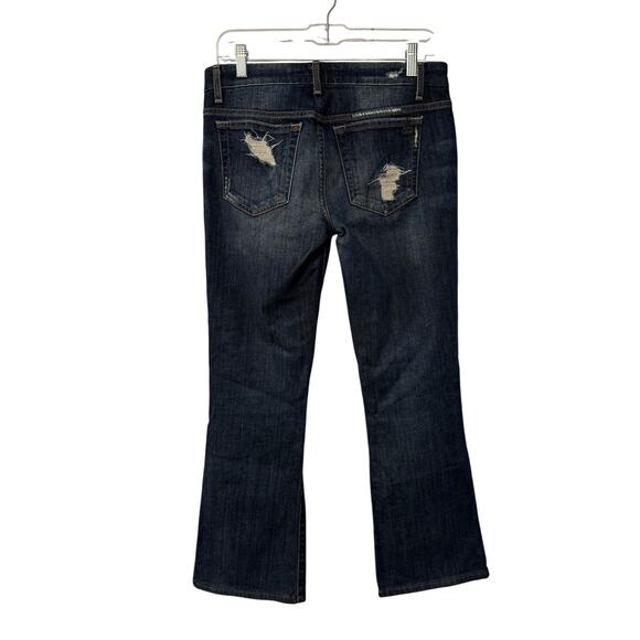 Anthropologie 28 Joes Jeans The Rocker Distressed Bootcut Stretch Denim Cropped - Picture 2 of 6